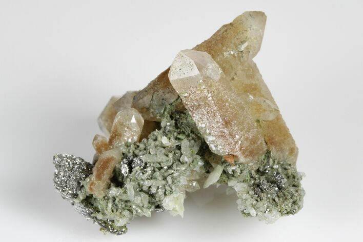 Quartz Crystal Cluster with Calcite & Loellingite -Inner Mongolia #180346